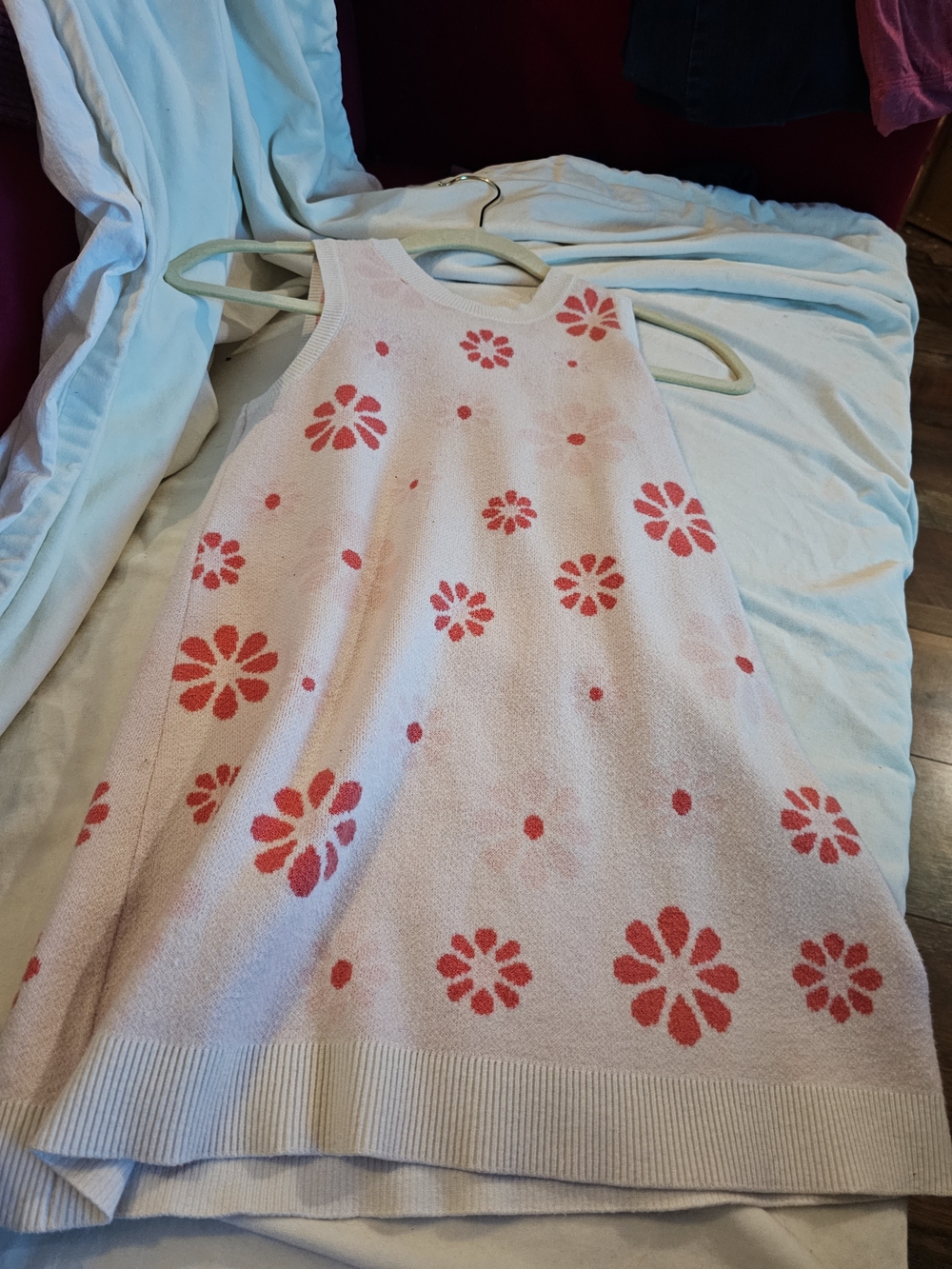 Girls Pink Floral Knit Dress